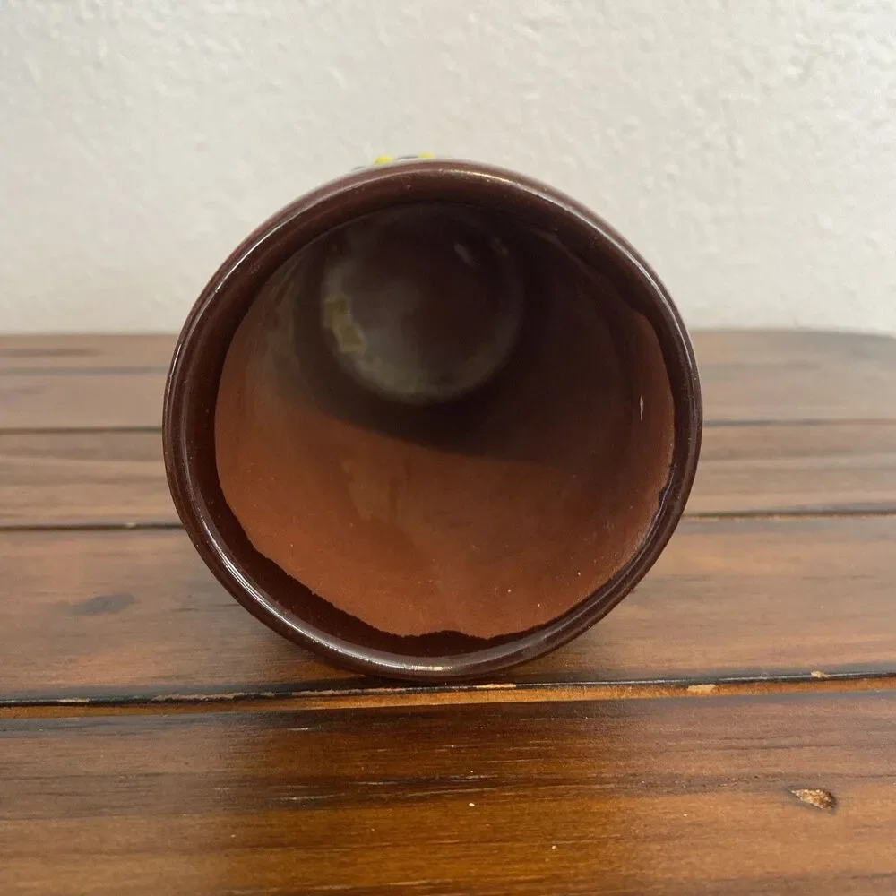 Vintage Mexican Art Pottery Stoneware Vase Hand Painted Floral Flowers 5”